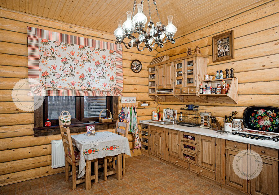 Портфолио Шторы для кухни / Дом в русском стиле